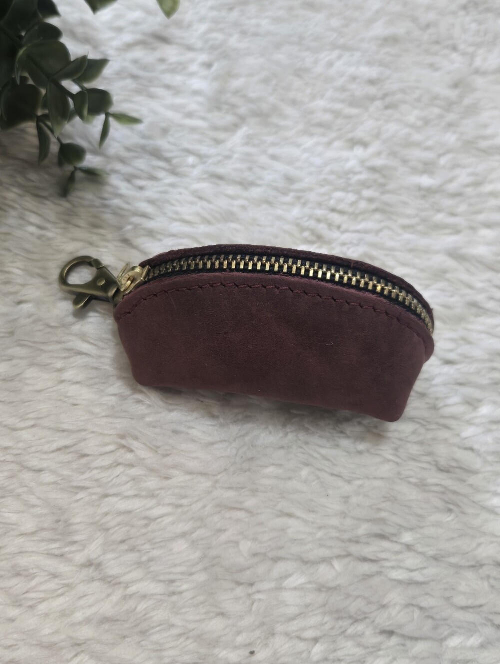 Portland Leather Goods Burgundy Taco Keychain Zipper Minimalist Western Pouch